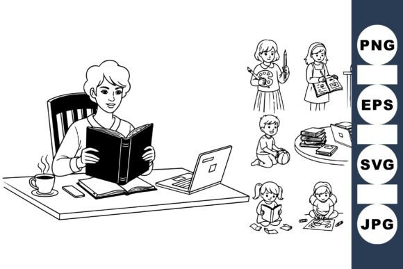 Back to School Kids Coloring Set: Graphics & Crafts Asset Review