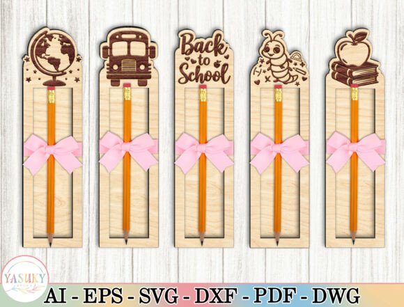 Back to School Pencil Holder SVG Bundle: Graphics for Laser Engraving & Creative Markets