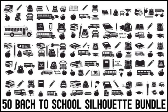 Back to School Silhouette Bundle: Graphics for Crafts & Campaigns