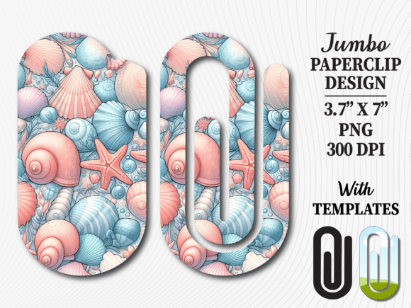 Coastal Seashell Beach Jumbo Paperclip Graphics