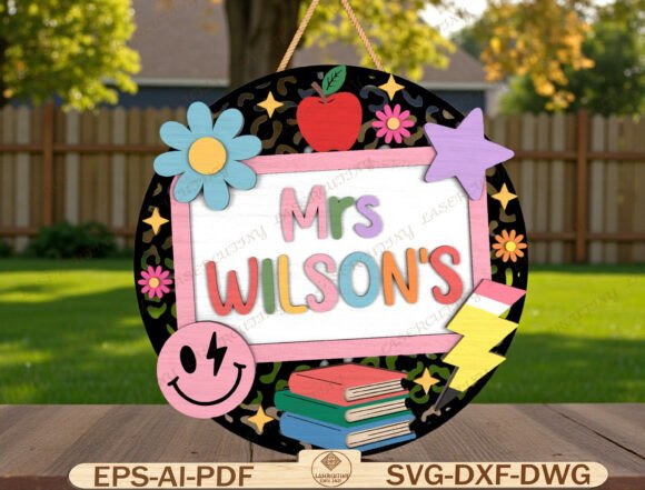 Colorful Classroom Door Hanger Laser Cut Graphics