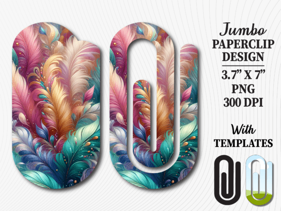 Colorful Peacock Feather Jumbo Paperclip: Graphics for Crafts