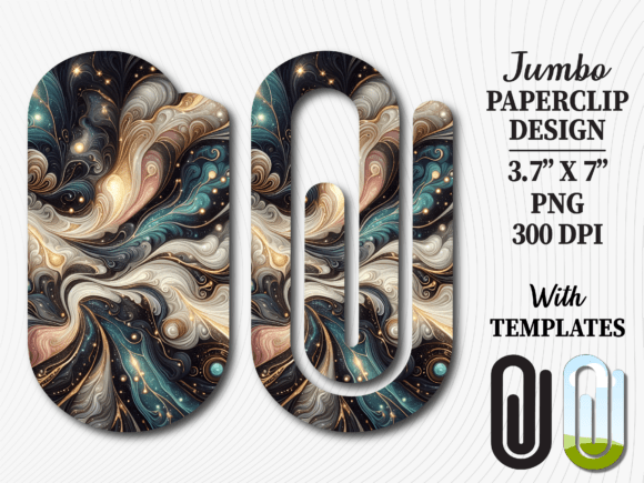 Gold Marble Ink Texture Jumbo Paperclip