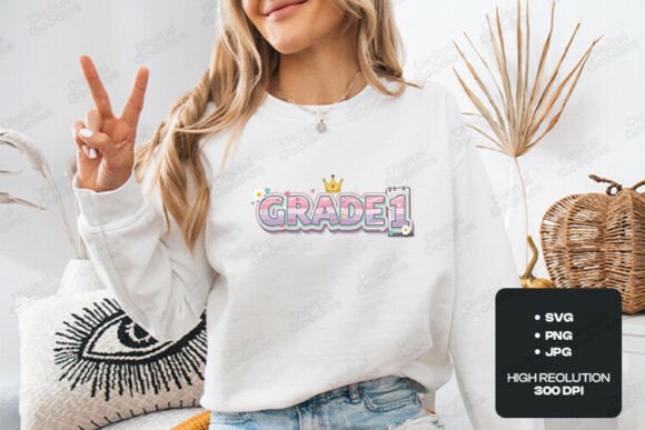 Grade 1 Crown Back to School SVG Graphics