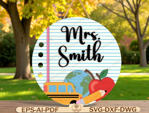 Personalized Teacher Door Sign Laser Cut Graphics