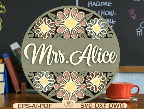 Personalized Teacher Round Sign SVG Graphics