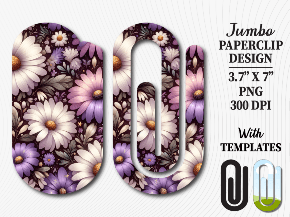 Purple Daisy Floral Jumbo Paperclip: Graphics for Crafts