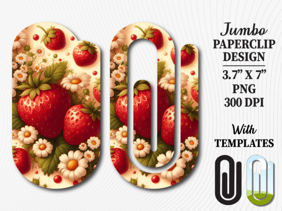 Red Strawberry Floral Jumbo Paperclip