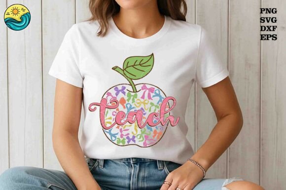 Teach Apple Bow Pattern PNG: Graphics & T-Shirt Designs