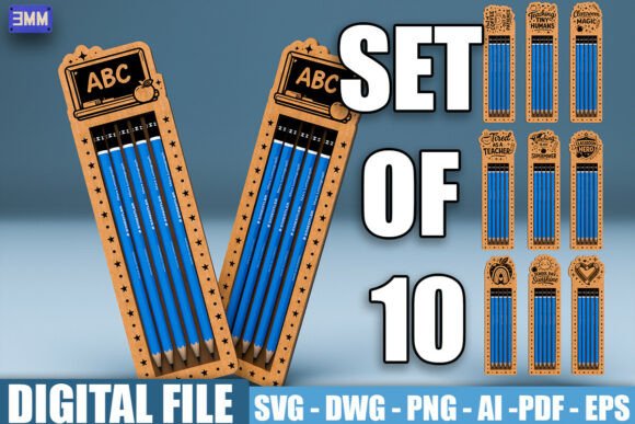 Teacher Pencil Holder SVG Bundle: Graphics for Crafts & Content